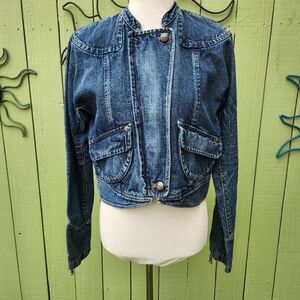 LIKE NEW Max Studio Cropped Denim Moto Jacket